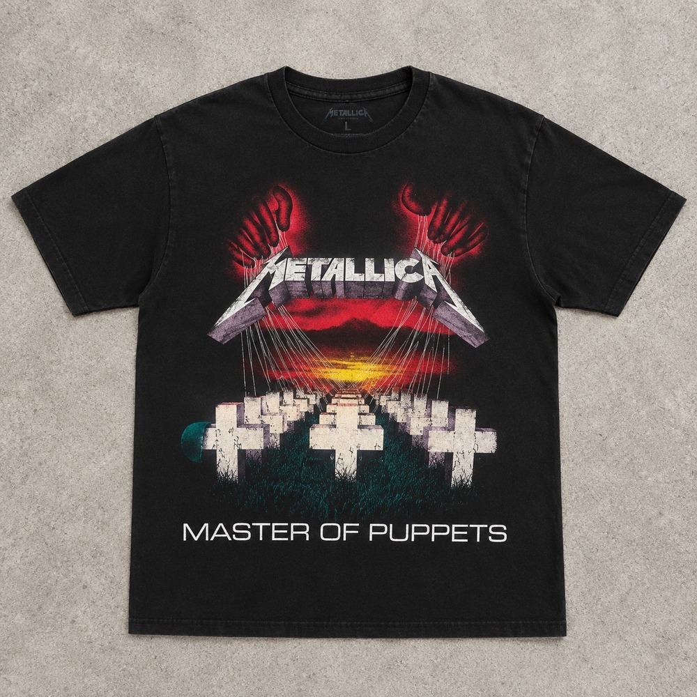 Metallica Master of Puppets Graphic T-Shirt Black Small Short Sleeve Band Tee